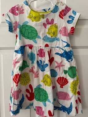 Mini Boden - Girls' Sea Life Print Casual Dress - Multi Color